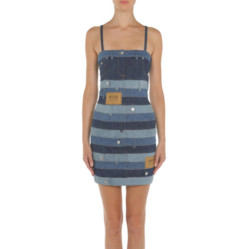 Moschino Multicolor Patchwork Denim Jurk Multicolor Dames