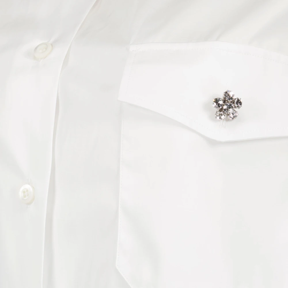 Prada Lange mouwen overhemd met bloemenknopen White Dames