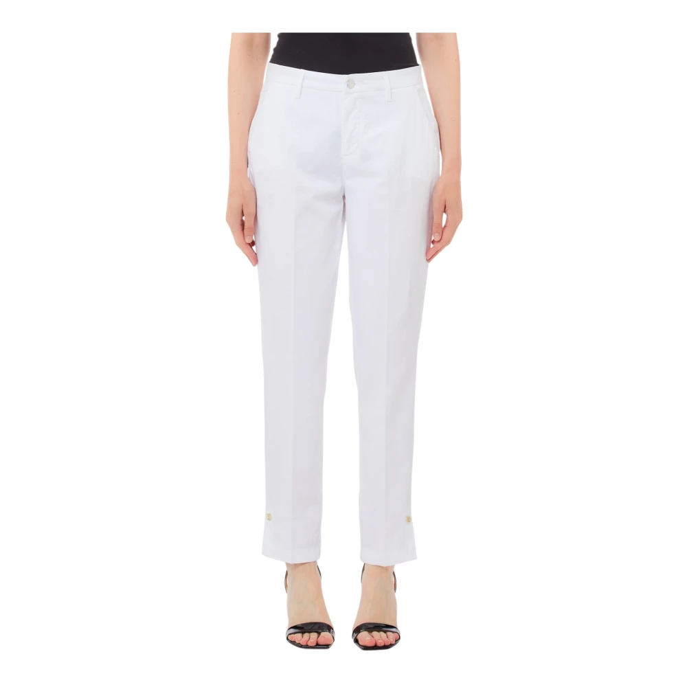 Liu Jo Women's White Straight Trousers, W28, Cotton Blend Stretchy Fashion Leggings