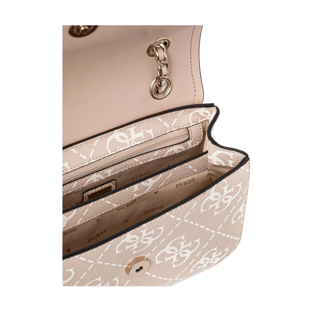 Guess Moderne Beige Schoudertas met Gouden Details Beige Dames