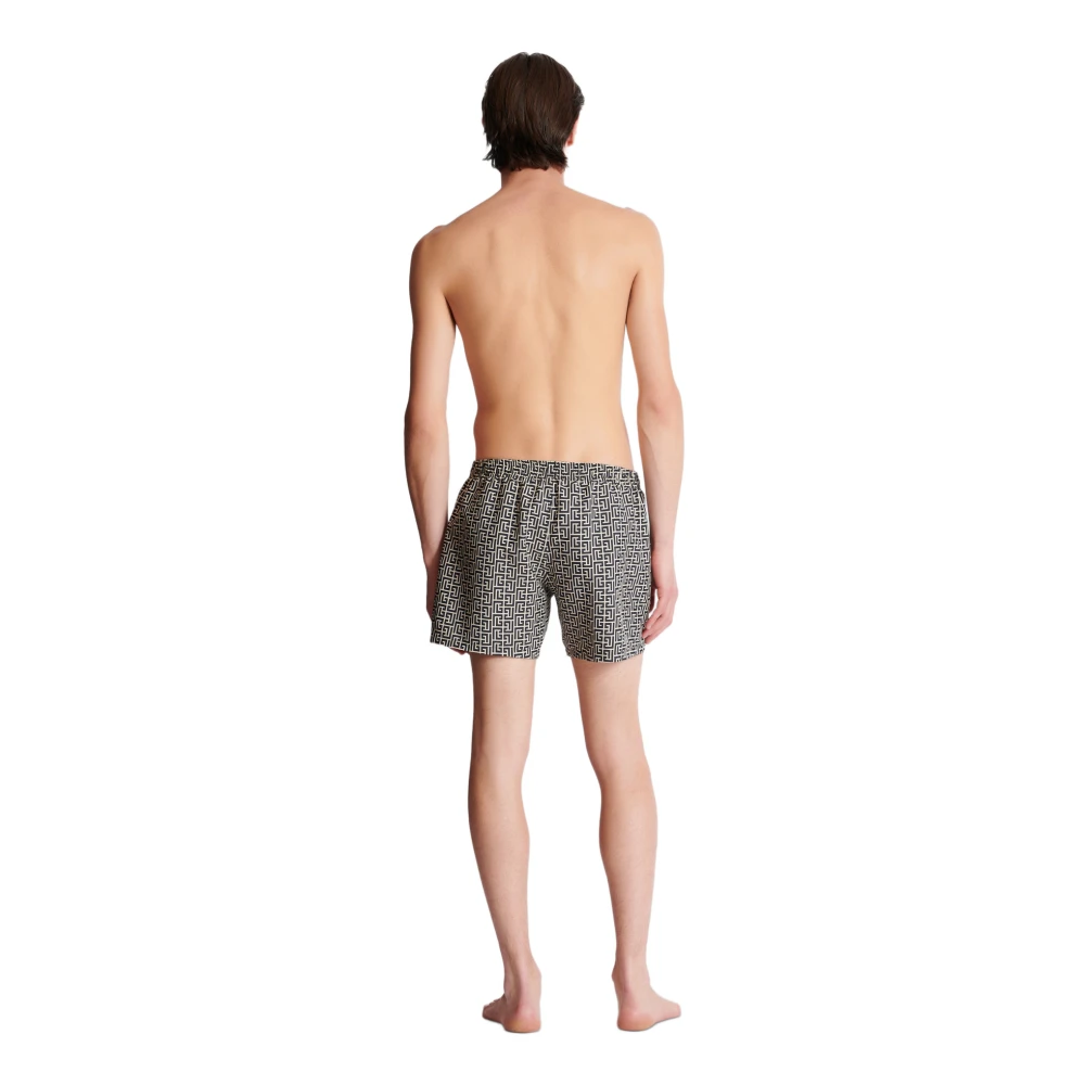 Balmain Gedrukte PB Labyrint zwemshorts Black Heren