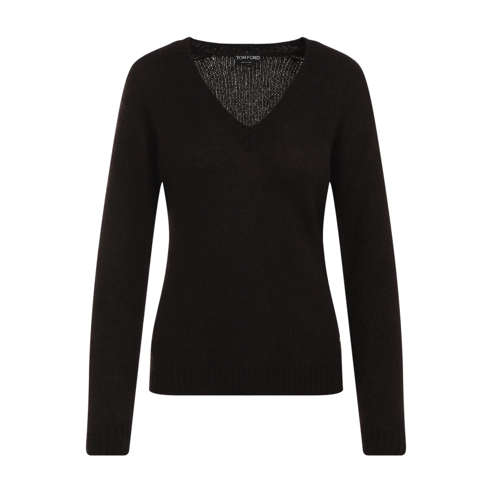 Tom Ford Naadloze V-hals Top in Donkerbruin Brown Dames