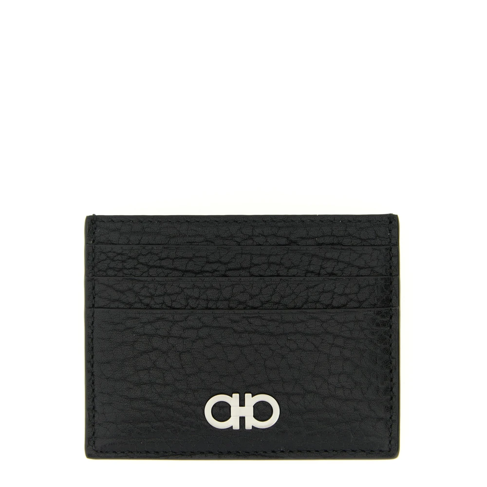 Ferragamo Men's Black Wallets & Cardholders, One Size, Gancini Card Holder