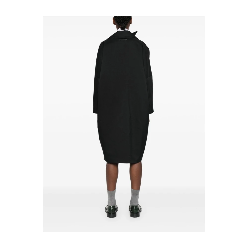 MM6 Maison Margiela Zwarte twill geweven jas Black Dames