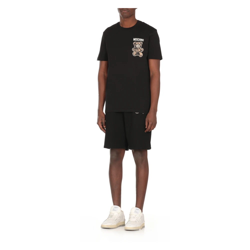 Moschino Zwarte T-shirt met Teddybeerprint Black Heren