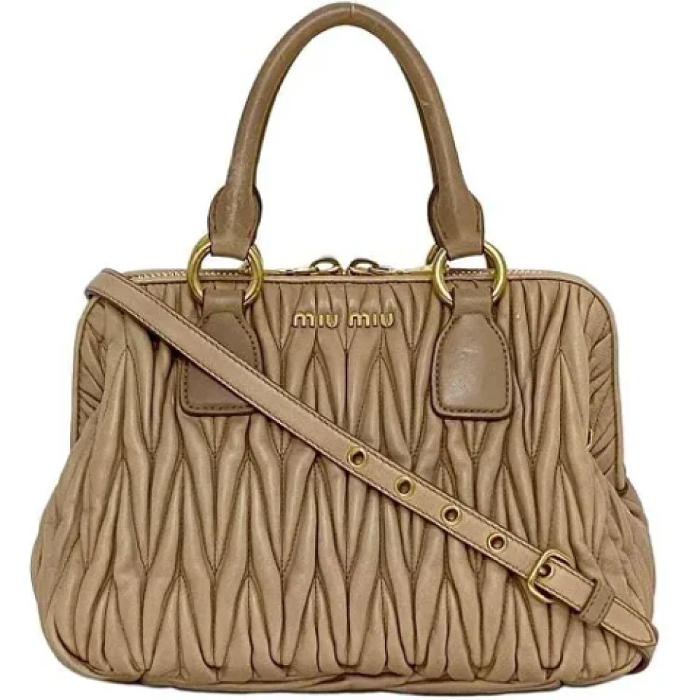 Miu Pre-owned Leather handbags Beige Dames