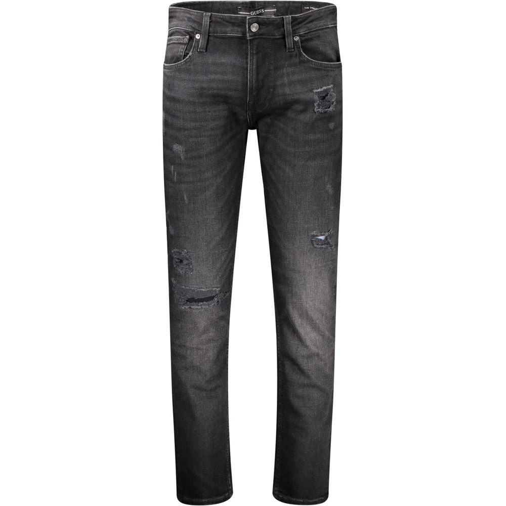 Guess Slim Fit Katoenen Jeans met Versleten Effect Black Heren