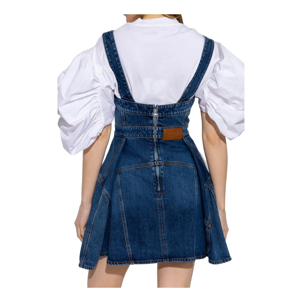 alexander mcqueen Denim Mini Jurk met Logo Detail Blue Dames