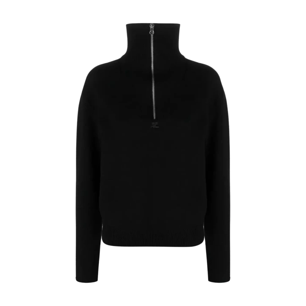 Courrèges Women's Black Zip-Throughs, M, Zip-Through Wool Jumper