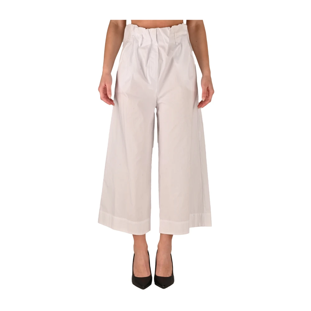 pinko Wijde Pijp Katoenen Broek White Dames