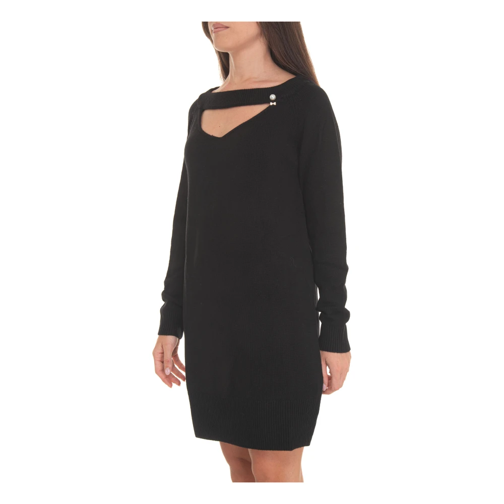 Liu Jo Wollen Jurk met Parels Black Dames