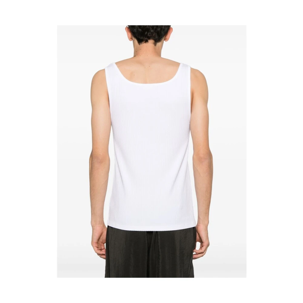 Dries Van Noten Witte Crew Neck Mouwloze Sweater White Heren