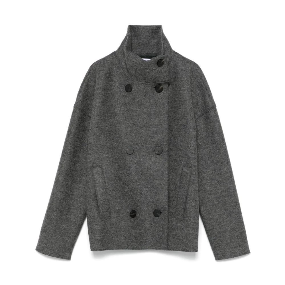 Harris Wharf London Grijze Wollen Double-Breasted Jas Gray Dames