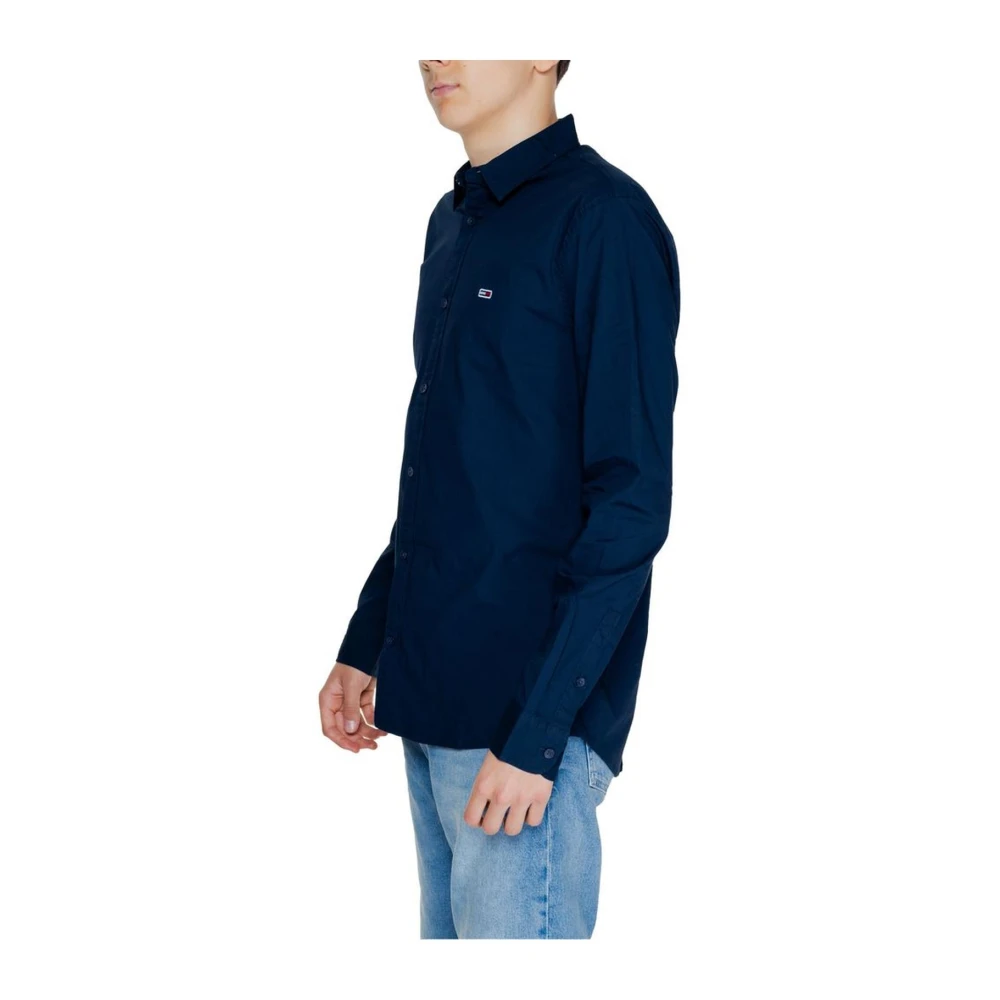 Tommy Jeans Katoenen Shirt met Elastaan Lange Mouwen Blue Heren