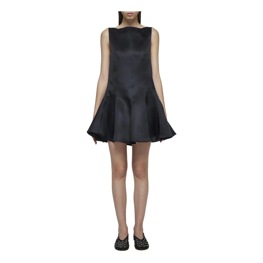 Khaite Zwarte Zijden Satijnen Mini Jurk Black Dames
