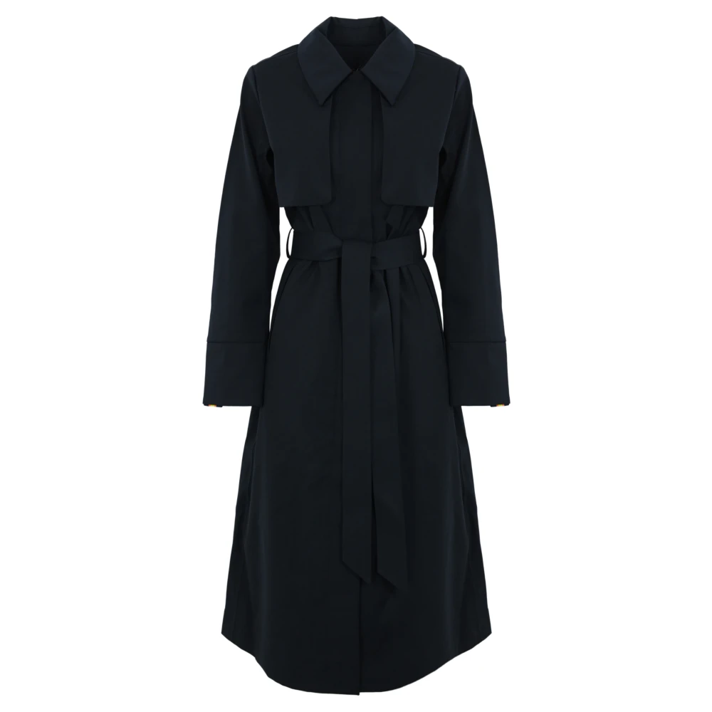 K-way Wollen Trenchcoat met winddichte technologie Black Dames