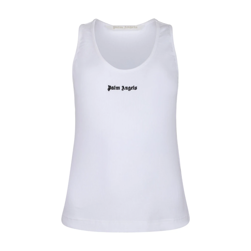 Palm Angels Women's White Tank Top With Logo Embroidery