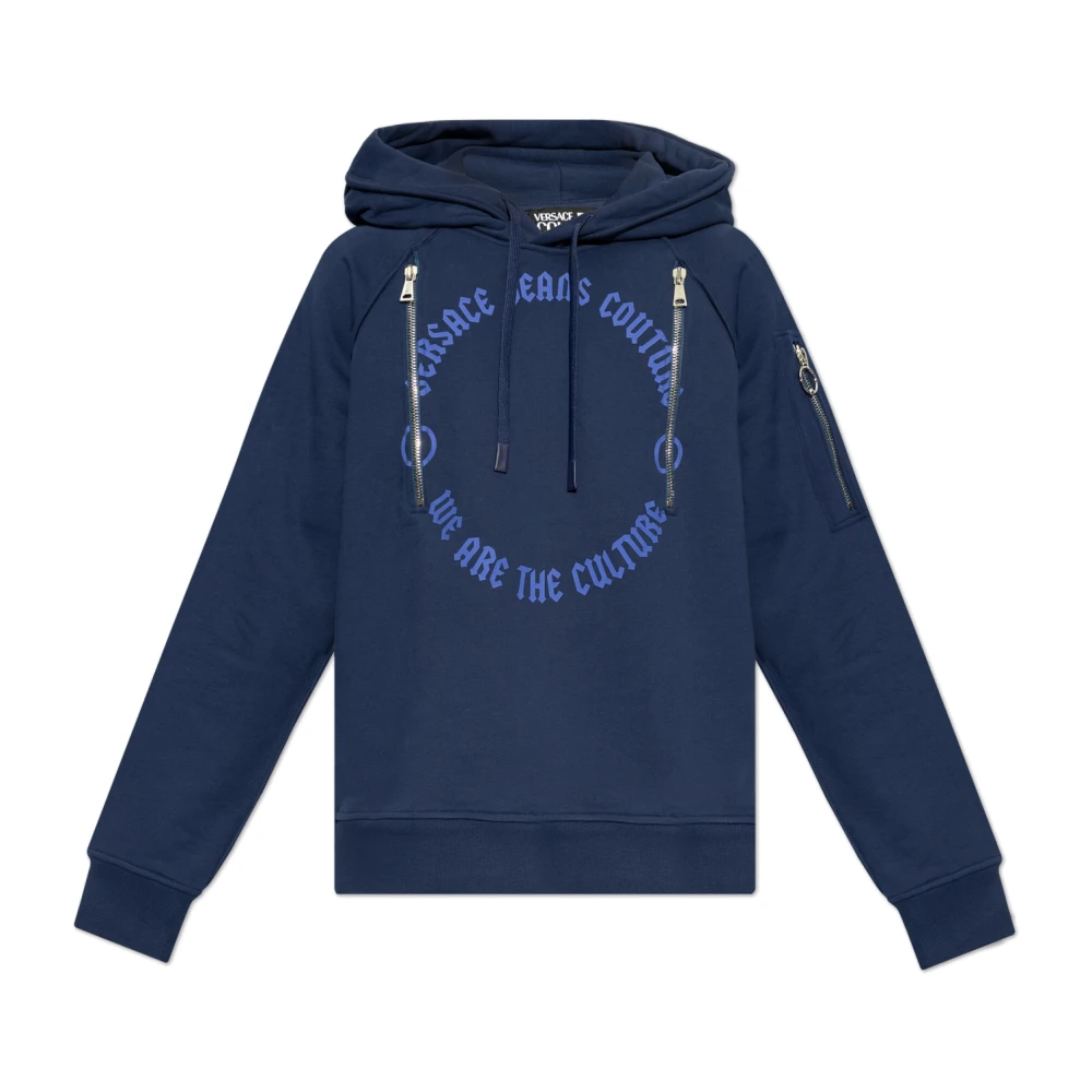Versace Jeans Couture Sweatshirt met ritssluiting zakken Blue Heren