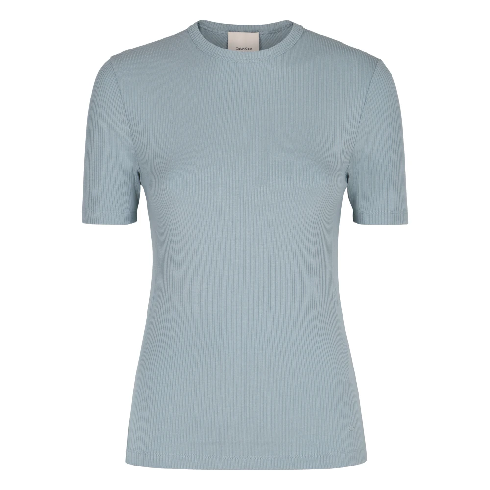 Calvin Klein Geribbeld Modal Elastaan T-shirt Blue Dames