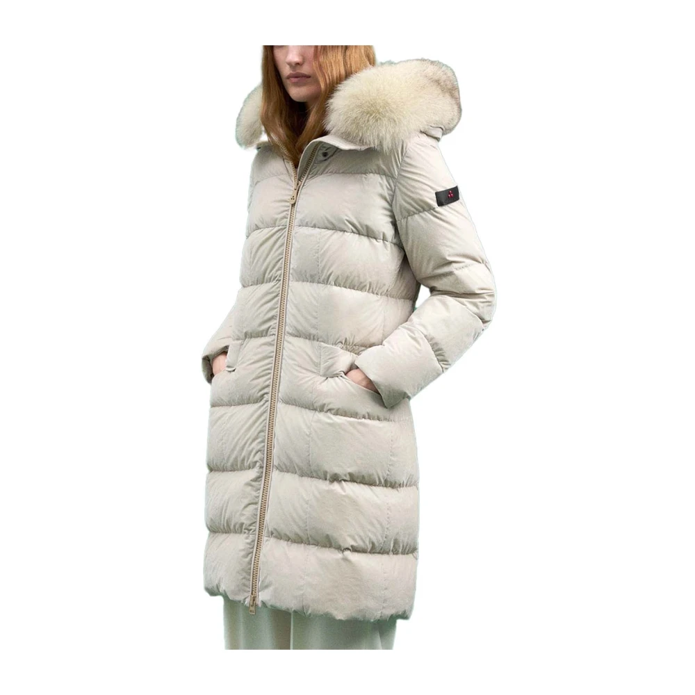 Peuterey Gewatteerde Nylon Parka met Bont Beige Dames