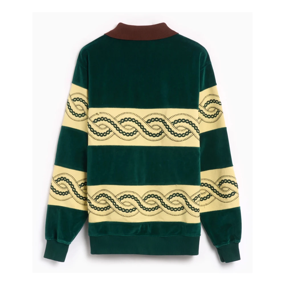Drole de Monsieur Donkergroene Gevlochten Polo Sweater Multicolor Heren