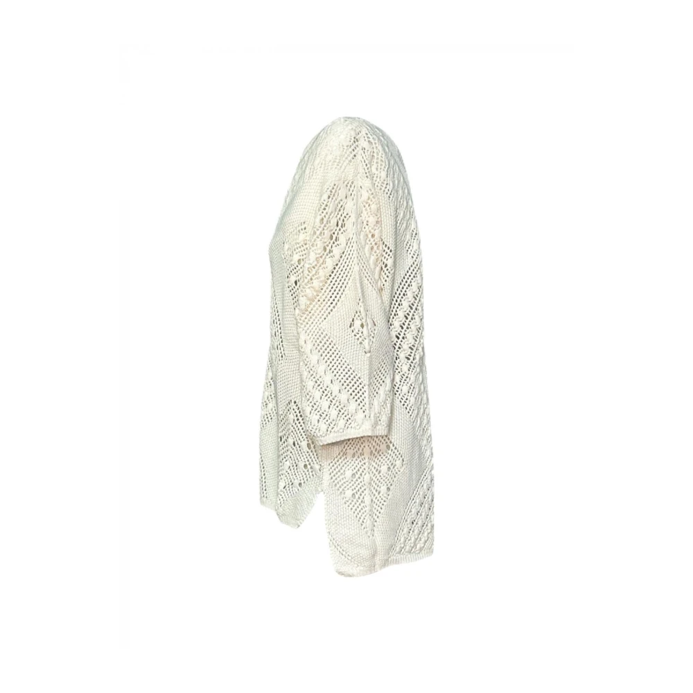 Molly Bracken Etnische Gehaakte T-shirt Sweatshirts Hoodies White Dames
