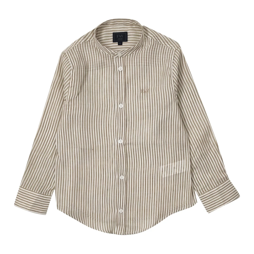 Fay Boys Multicolor Kids Shirts, 16 Y, Striped Linen-Blend Shirt