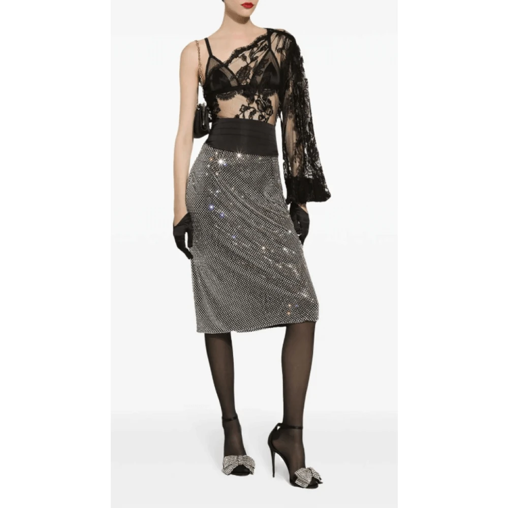 Dolce & Gabbana Kristalversierde knielange rok Gray Dames