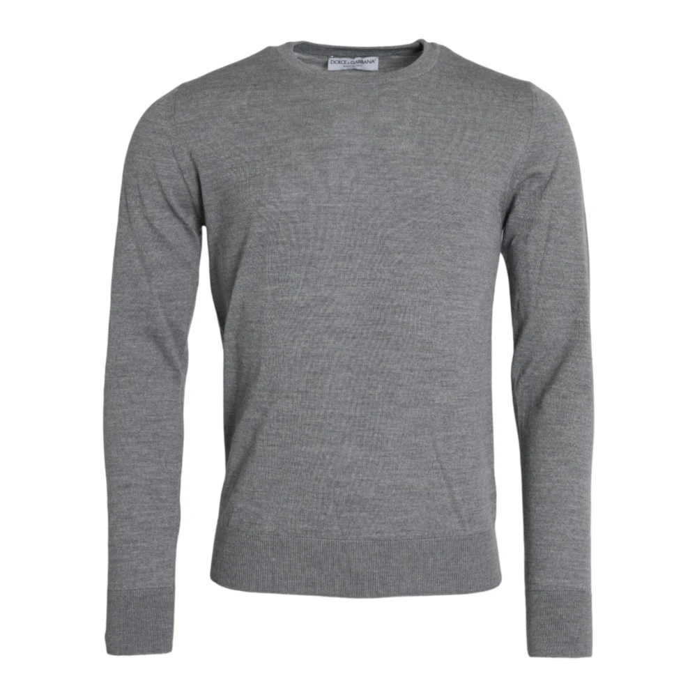 Dolce & Gabbana Ash Wool Crew Neck Sweater Gray Heren