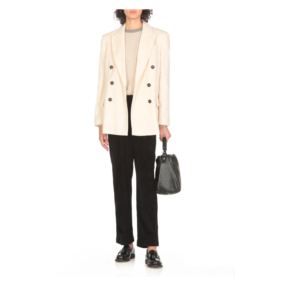 BRUNELLO CUCINELLI Elegant Ivory Double-Breasted Blazer Beige Dames