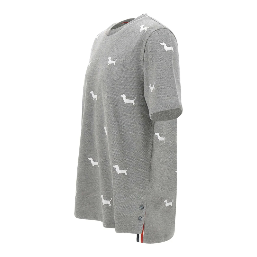 Thom Browne Grijze Hector Logo T-shirt Gray Heren