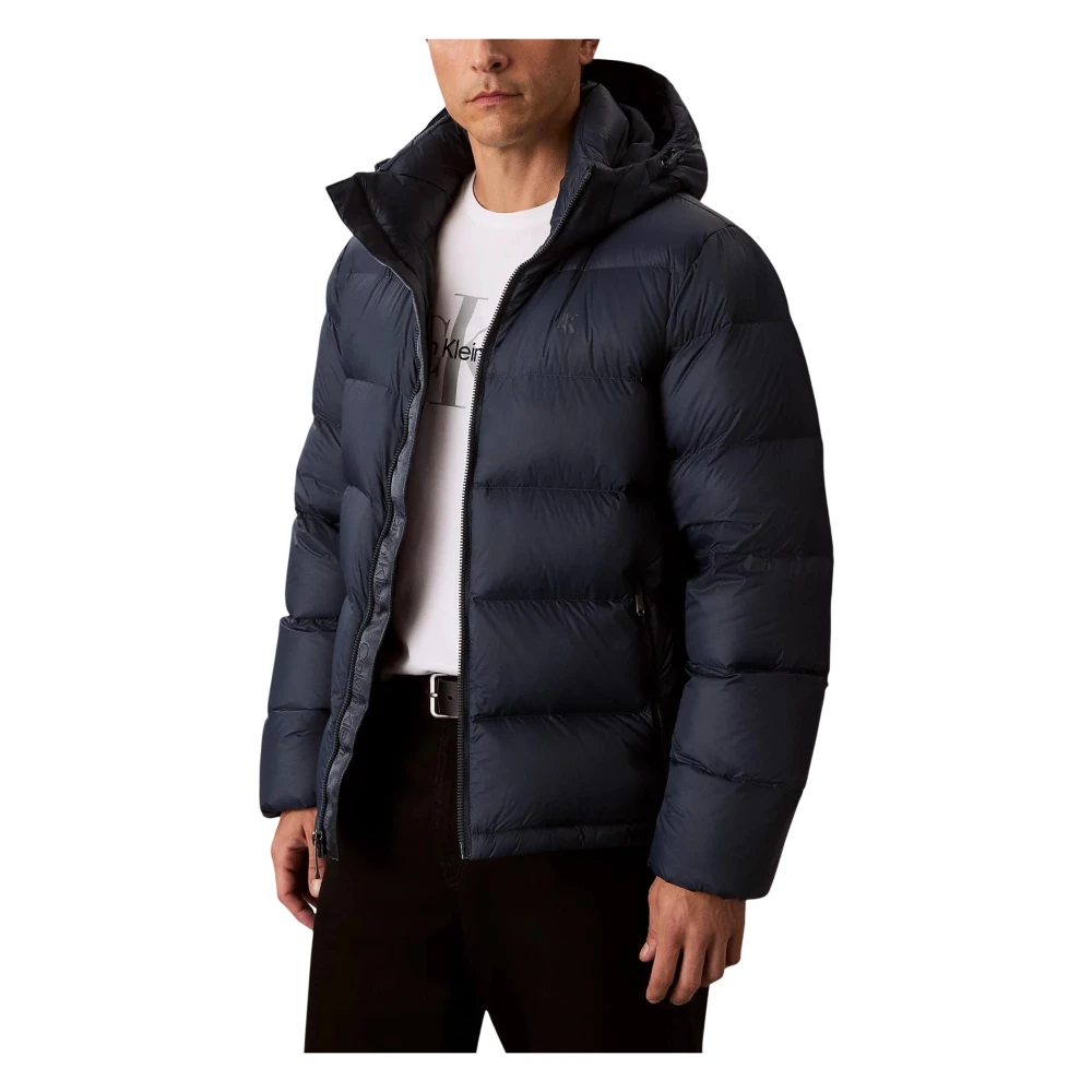 Calvin Klein Jeans Men's Blue Ls Nylon Zip Off Hood Jacket