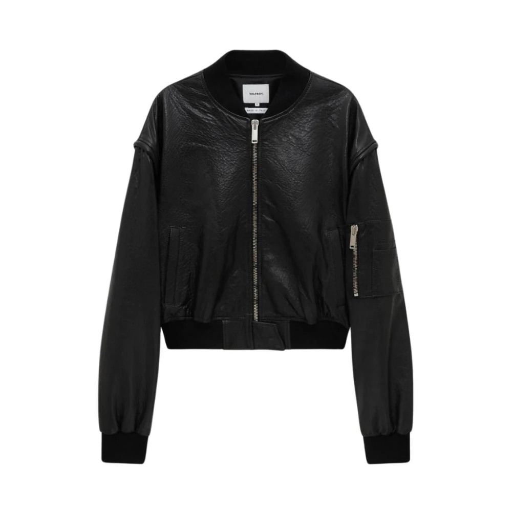 Halfboy Zwarte Bomber Crop Jas Black Dames