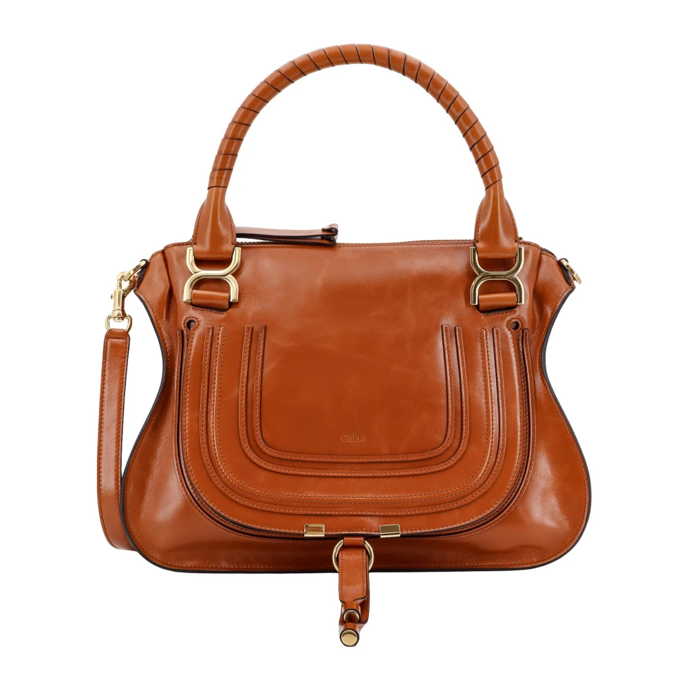 Chloé Bruine leren handtas met klepsluiting Brown Dames