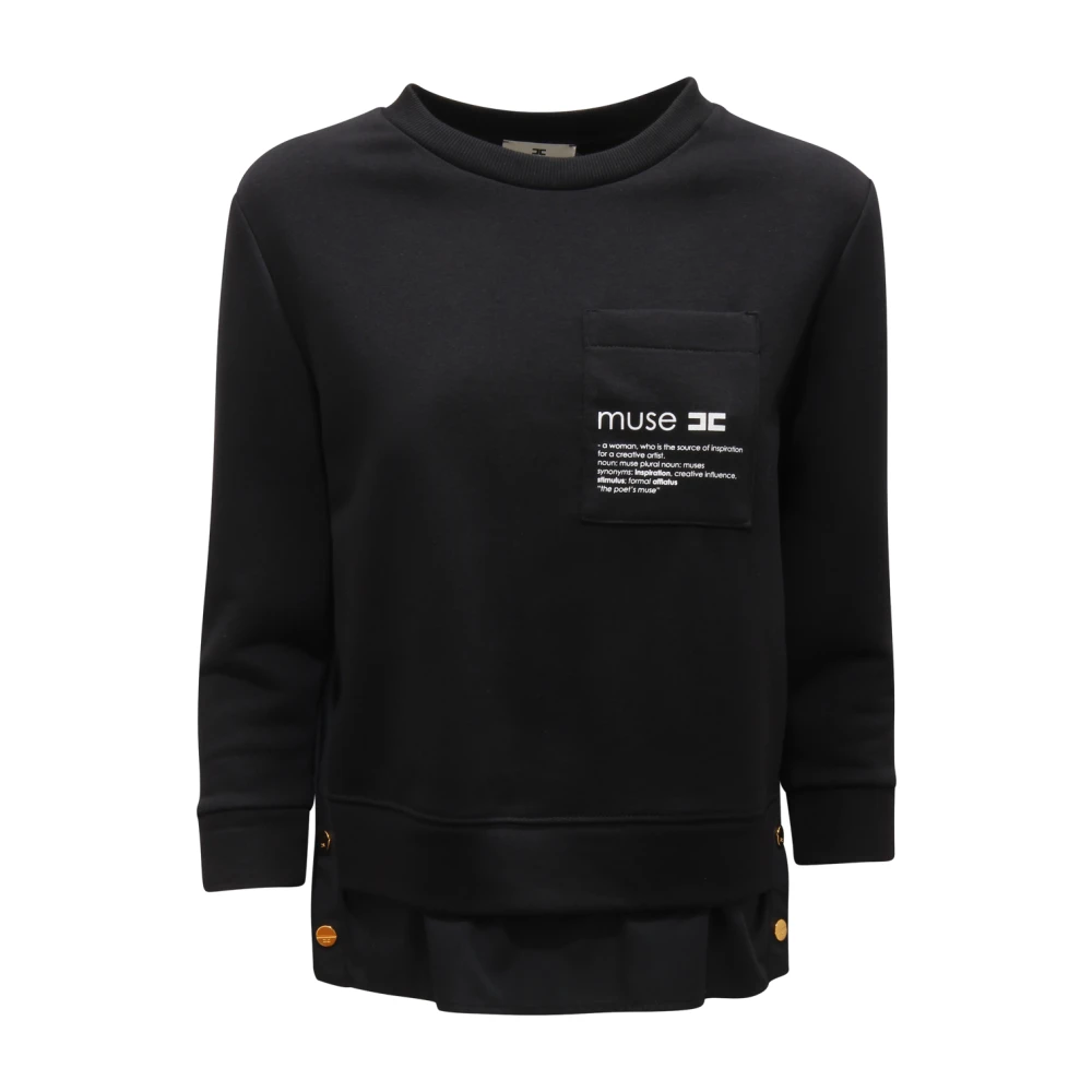 Elisabetta Franchi Women's Black Sweatshirts, S, Md-006-56E2 Sweatshirt