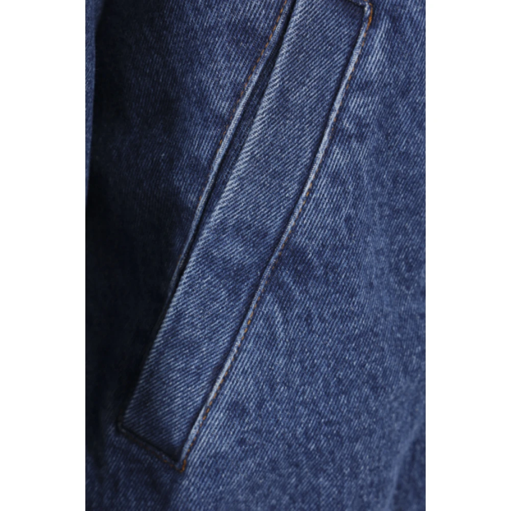Ami Paris Blauw Denim Gevoerde Jas Blue Heren