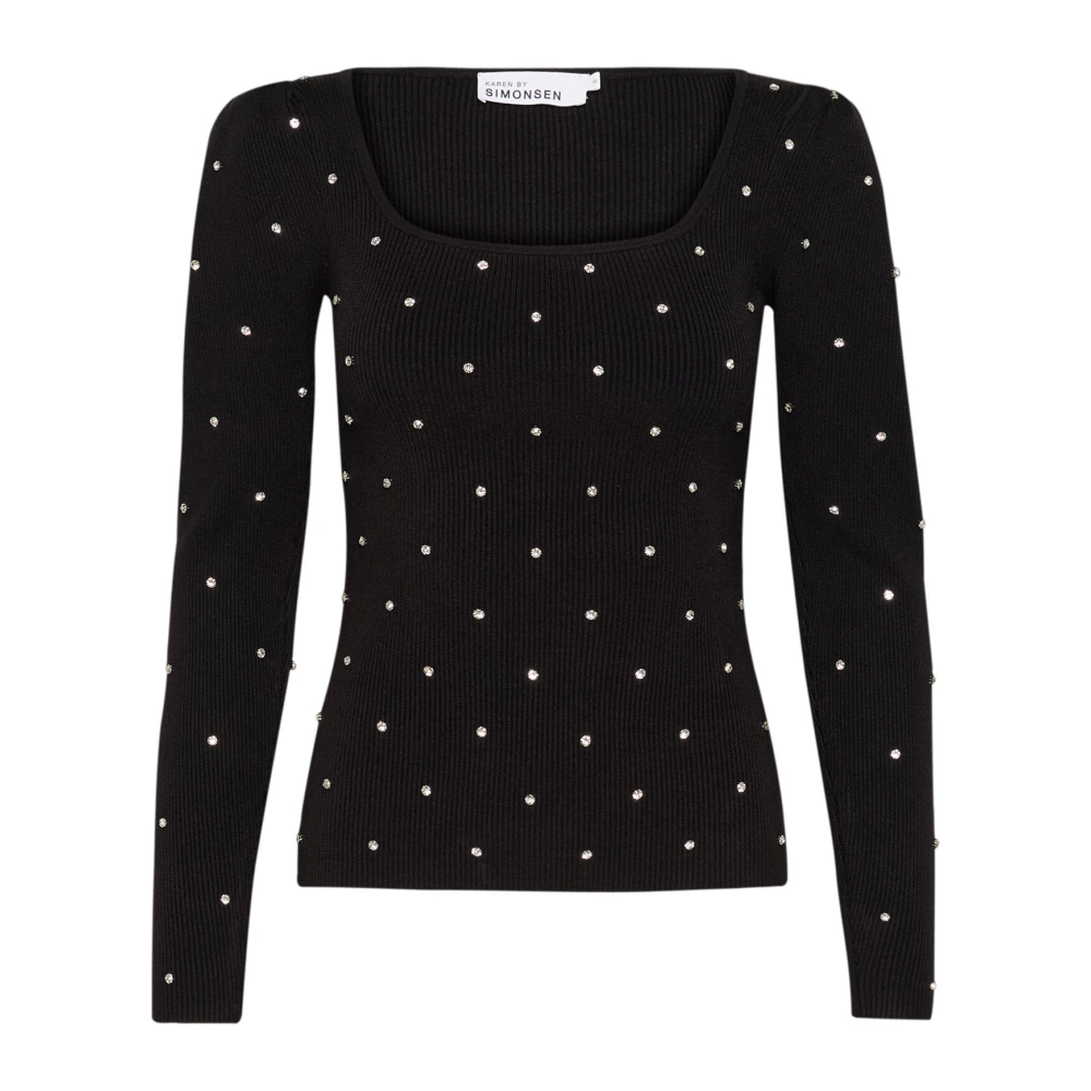 Karen by Simonsen Slim-fit Meteorite Gebreide Trui Black Dames