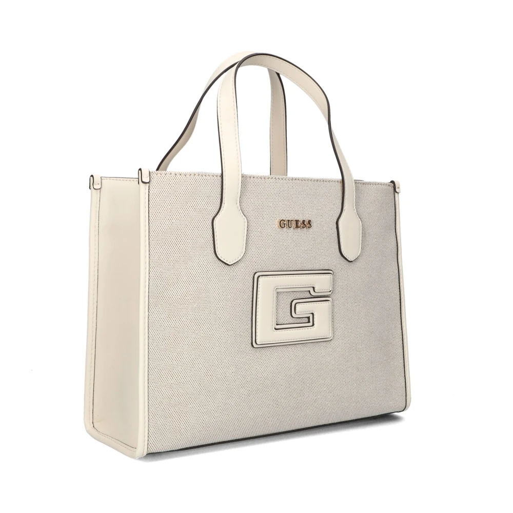 Guess Elegante Beige Leren Schoudertas Beige Dames