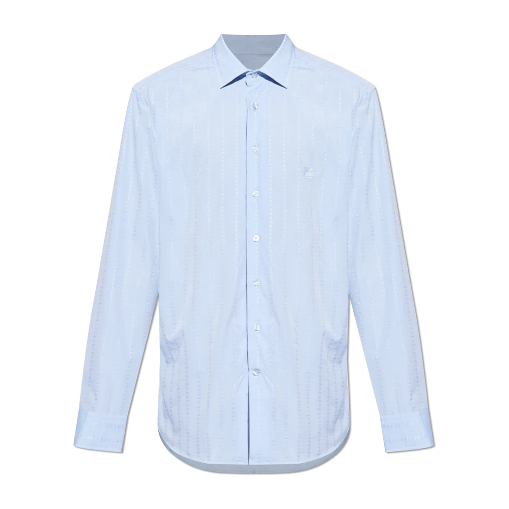 Etro Mannelijk Blauw Overhemden Heren, L, Katoen, Gestreept Overhemd