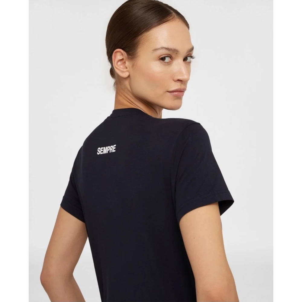 Aspesi Marineblauw katoenen T-shirt MAI E Sempre Blue Dames