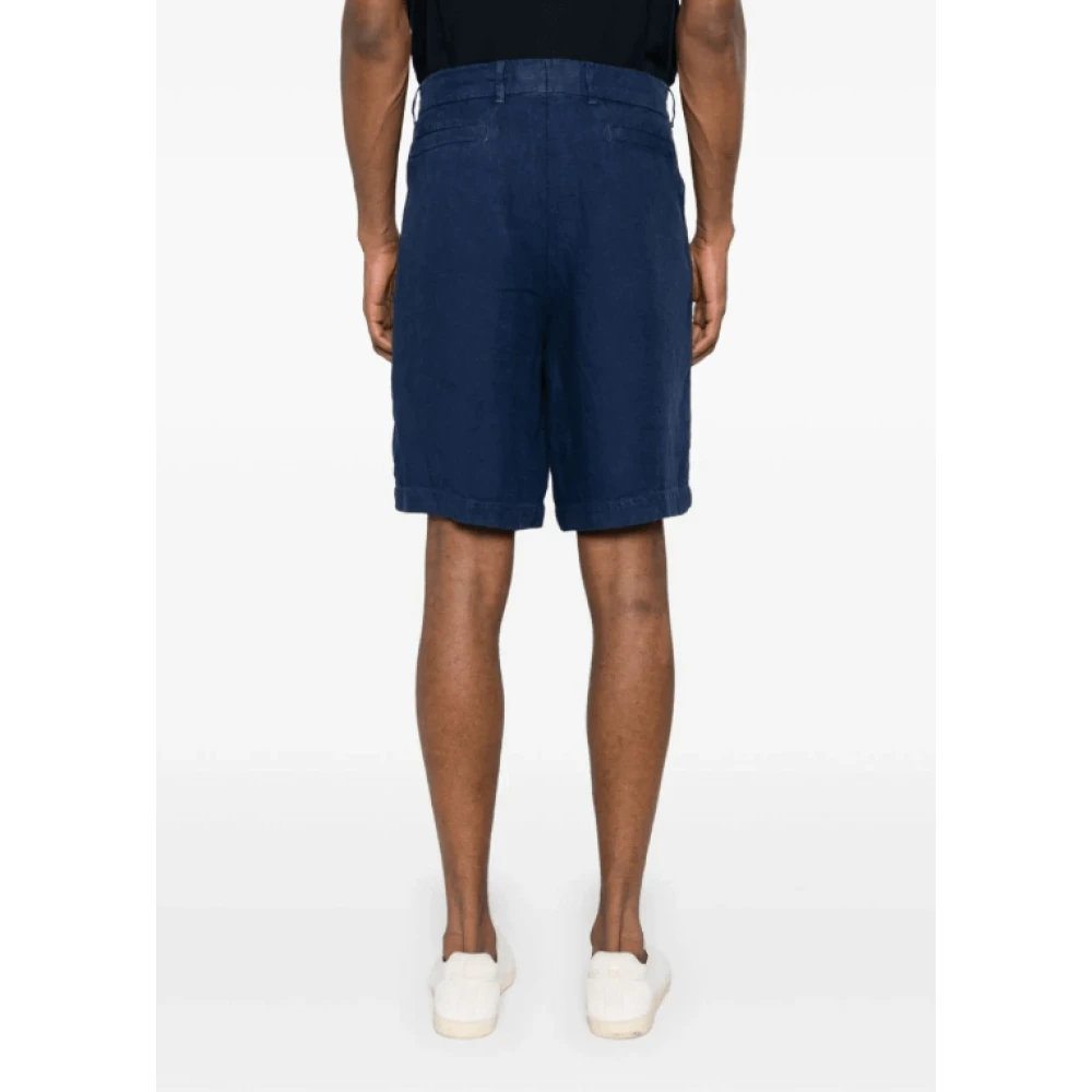 BRUNELLO CUCINELLI Navy Linen Bermuda Shorts Blue Heren
