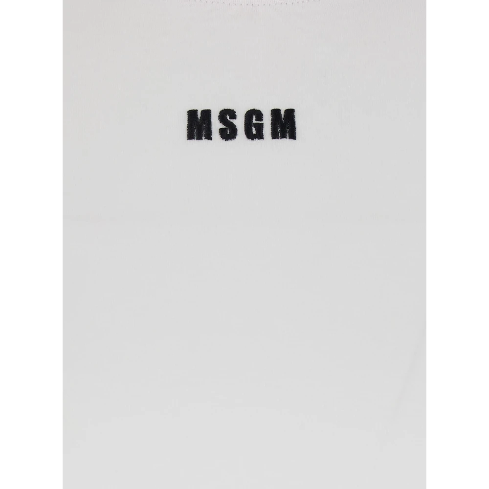 Msgm Wit Geborduurd Logo T-shirt Vrouw Katoen White Dames