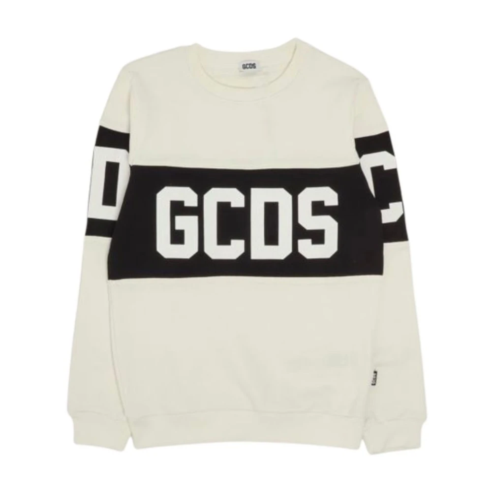 Gcds Beige Sweatshirts, Male, L, Band Logo Crewneck