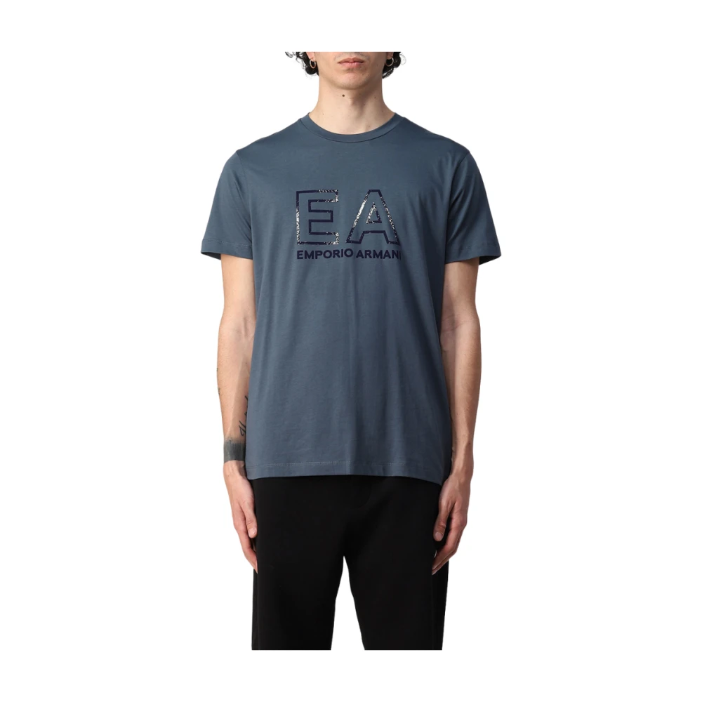 Emporio Armani Blå Grundläggande Rund Hals T-Shirt Grå