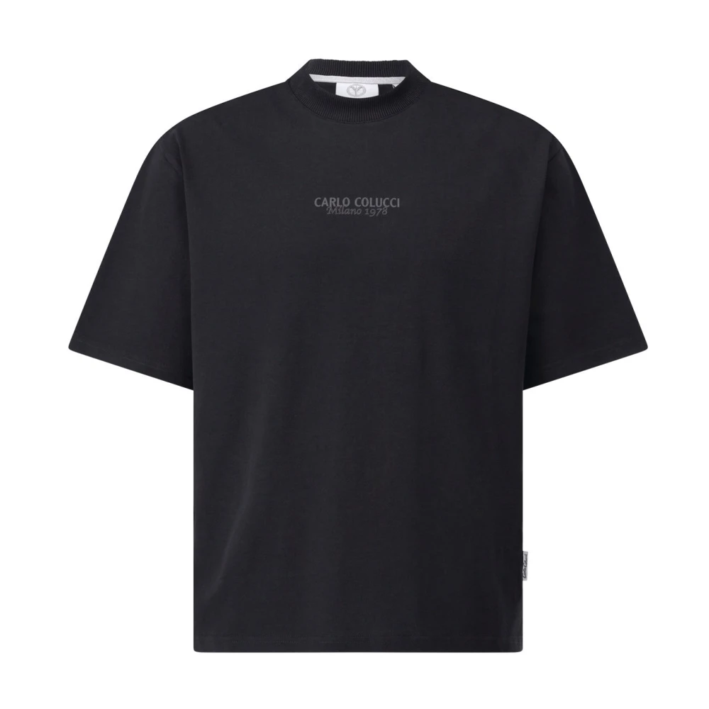 carlo colucci Logo Oversized Shirt Moderne Look Black Heren