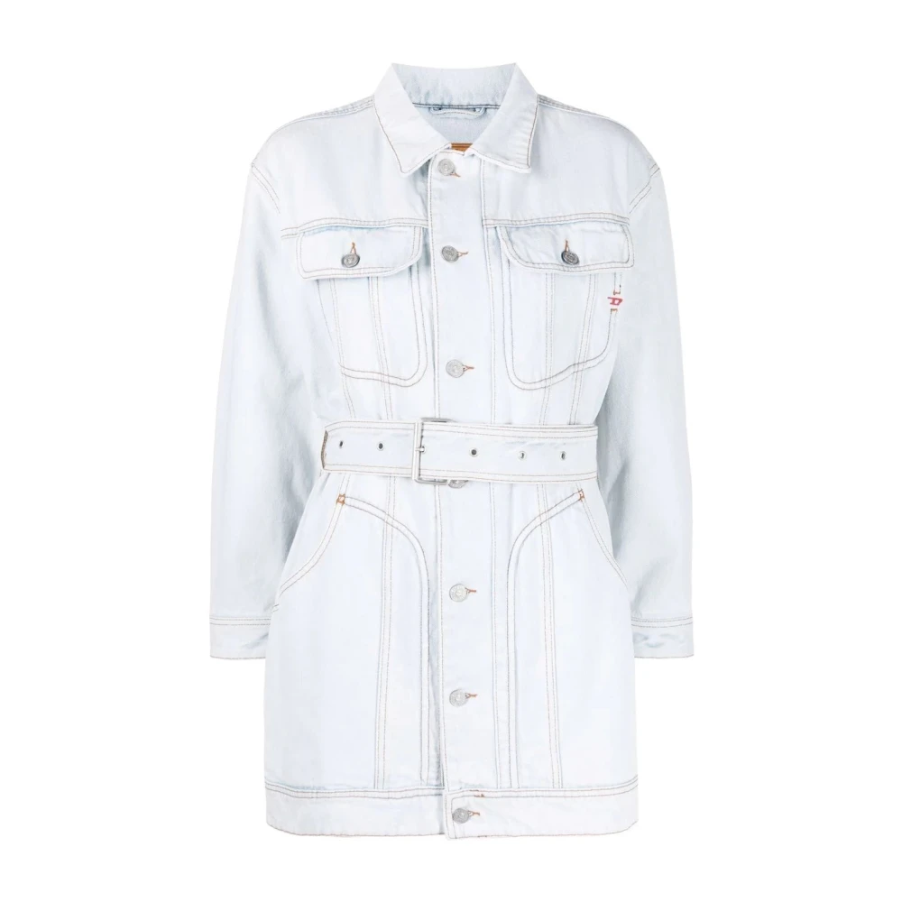 Diesel Blauwe Casual Midi Jurk Jas Blue Dames