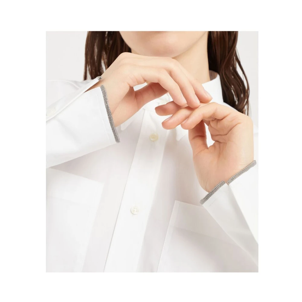 BRUNELLO CUCINELLI Witte Klassieke Overhemd met Knoopsluiting White Dames