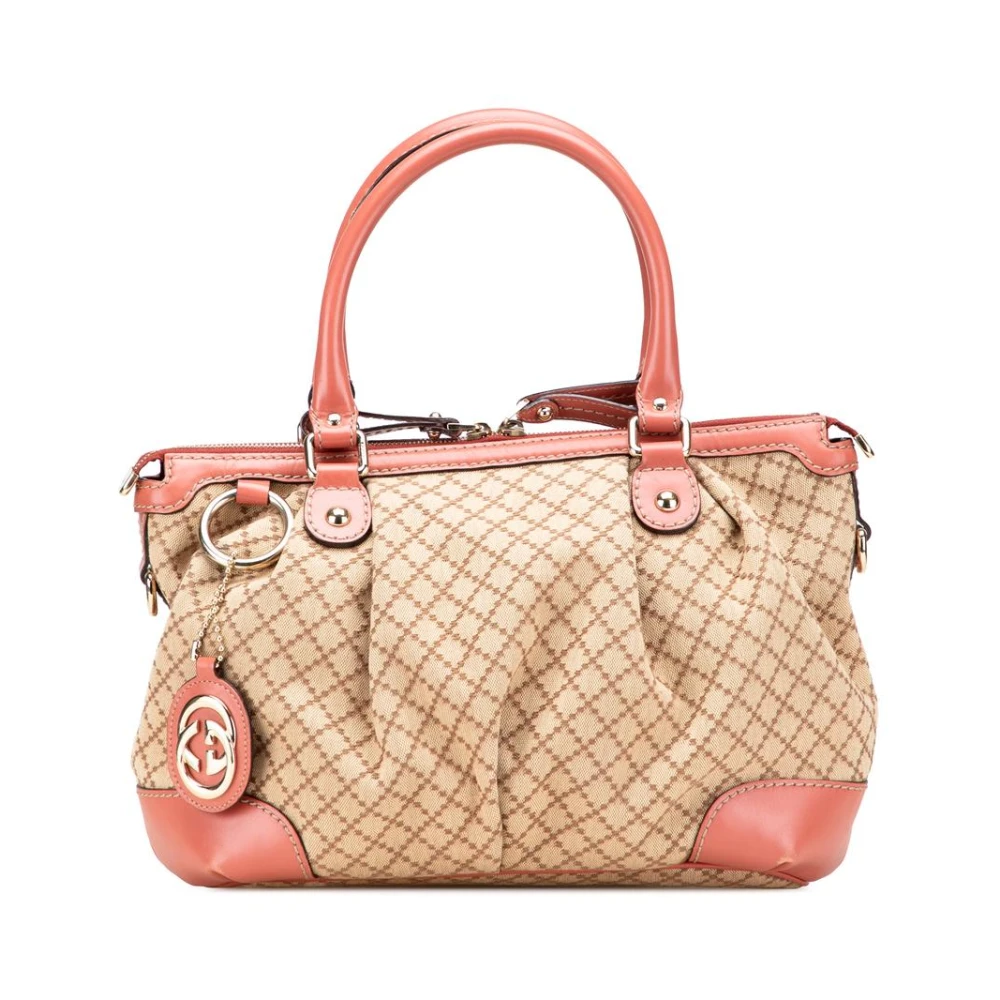 Gucci Vintage Women's Brown Pre-Owned Diamond Pattern Dome Satchel