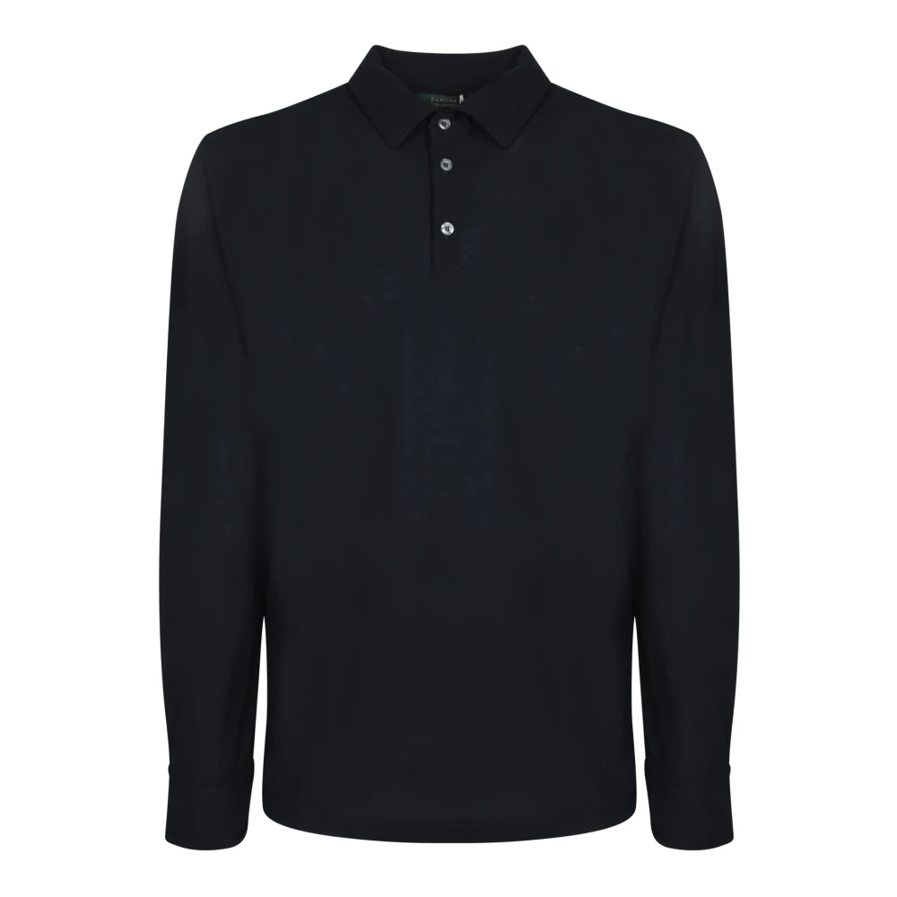 Zanone Blue Polo Shirts, Male, 3XL, Long Sleeves Polo