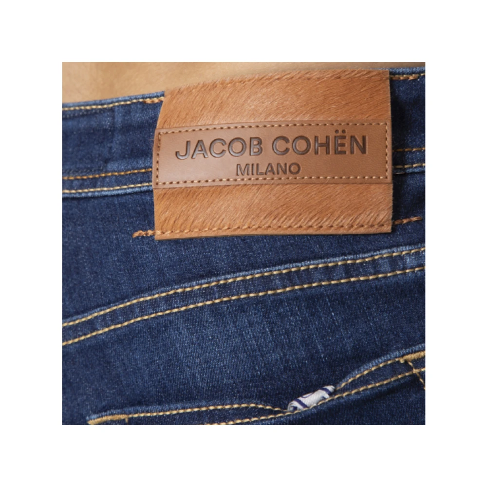 Jacob Cohën Donkerblauwe Jeans met Bruine Plaque Blue Heren